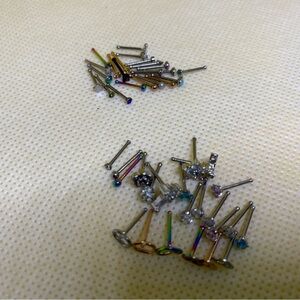 #4 Random 7/8pc 20G Nose Rings Studs Piercing 18K Gold Plated